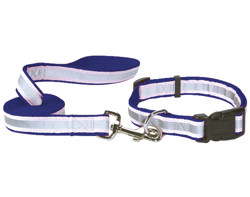 Reflective Collar & Leash set - Blue