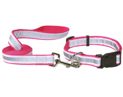 Reflective Collar & Leash set - Pink