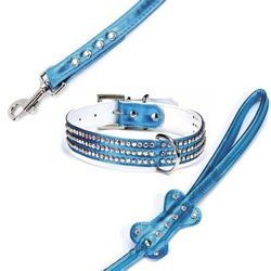 Charming Collar & Leash Set - Metallic Blue