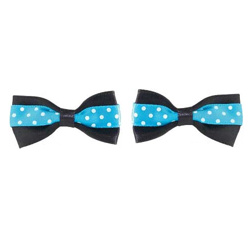 Polka Dot Bows - Black/Blue - 2-pack