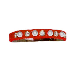 Velvet Pearls & Rhinestones Collar - Red