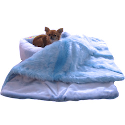 Heart Fur Bed & Fur Blanket - Blue