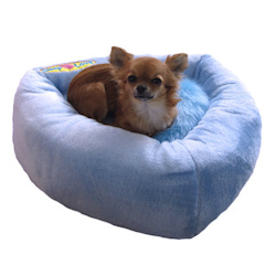Furry Heart Bed - Blue