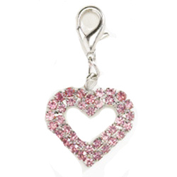 CRYSTAL HEART CHARM - LARGE - PINK ()
