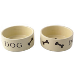 Dog and Bone Bowls set - Vanilla/Creme