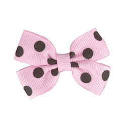 Polka Dot Bows - Pink/Brown