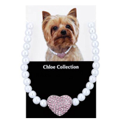 Chloe Pearl & Pink Rhinestone Heart Necklace - L