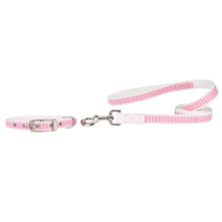 Houndtooth Collar & Leash set - Pink