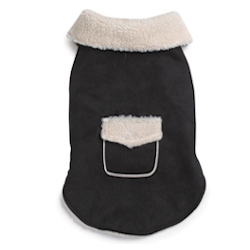 Sherpa/Suede Coat - Black