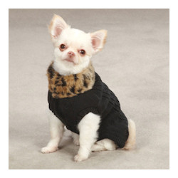 Cable Knit & Leopard Fur Collar