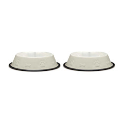 Bowls set Bones & Paw - White