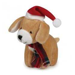 Christmas Dog With Santa hat - Beige