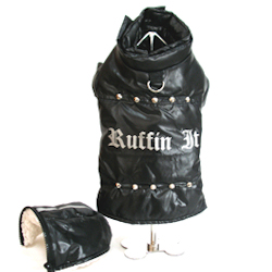 "RUFFIN IT" PARKA COAT - BLACK (Doggie Design)