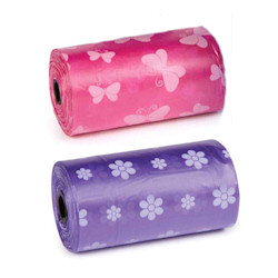 PEACE &amp; LOVE POOP BAGS - PINK &amp; PURPLE (2 ROLLS) (ClearQuest)