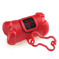 Bone Shaped Holder with Poop Bags - Red