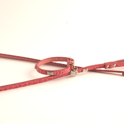 Exclusive Leather Collar & Leash Set - Pink