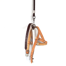 Leather Collar & Harness & Leash Set - Brown/beige
