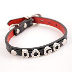 LEATHER COLLAR FOR CHARM LETTERS - BLACK (DOGO)