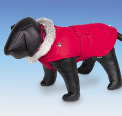 Dog Coat with Belt - Red
