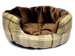 Checkered Dog Bed - Brown