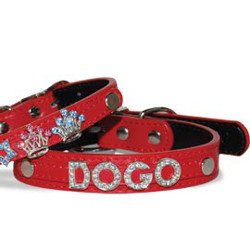 Leather Collar for Charm Letters - Red