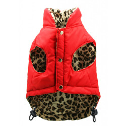 Reversible Puffer Vest - Leopard/Red