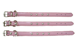Genuine Leather & Rhinestones Collar - Pink